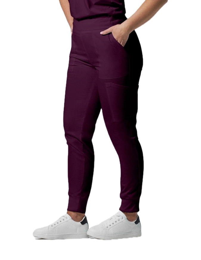 Landau ProFlex Women's Cargo Jogger Scrub Petite Pant - Wine