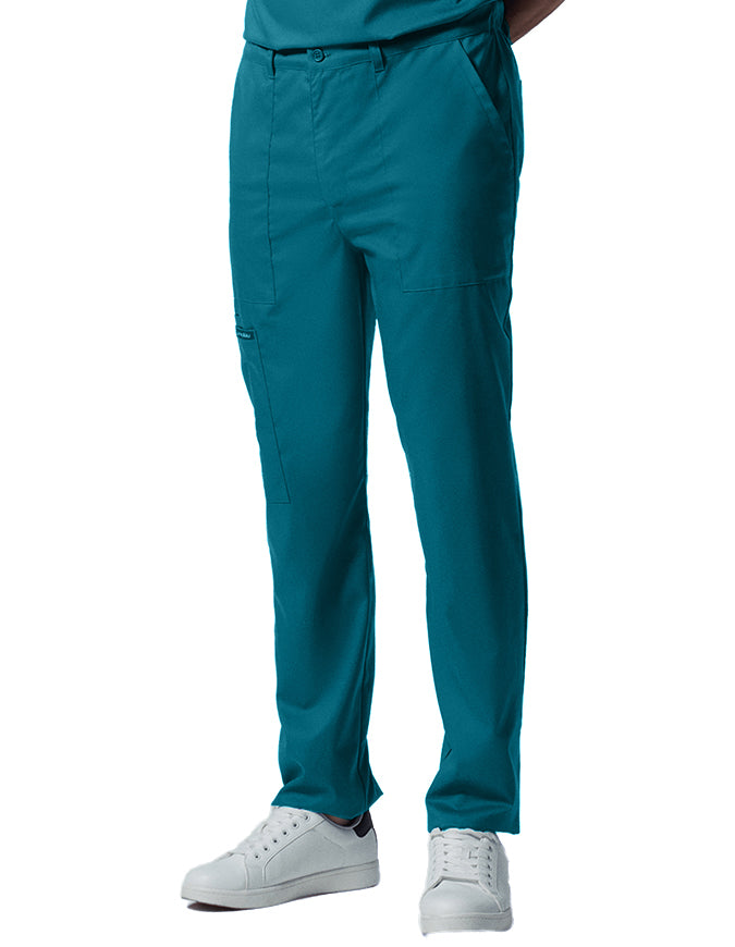 Landau Proflex Men's Straight-Leg Cargo Scrub Pant - Caribbean Blue