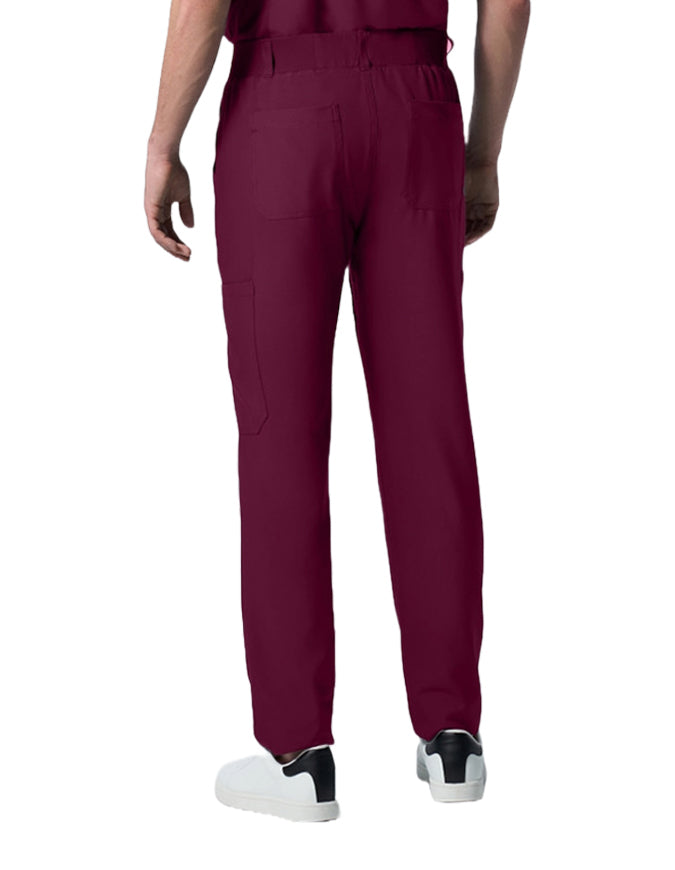 Landau Forward Men's Tapered-Leg Cargo Scrub Tall Pants - Wine