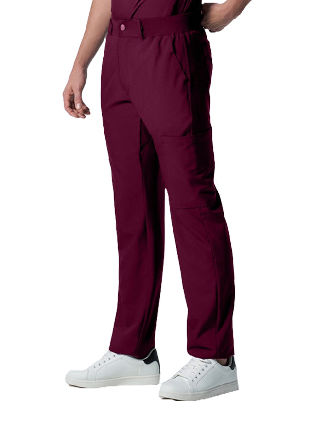 Landau Forward Men's Tapered-Leg Cargo Scrub Tall Pants - Wine