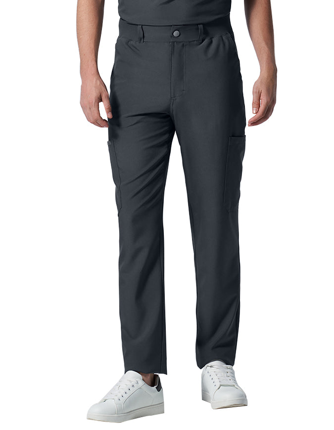 Landau Forward Men's Tapered-Leg Cargo Scrub Tall Pants - Pewter