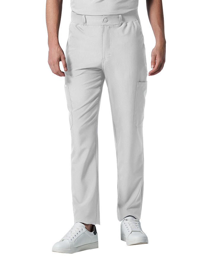 Landau Forward Men's Tapered-Leg Cargo Scrub Tall Pants - White