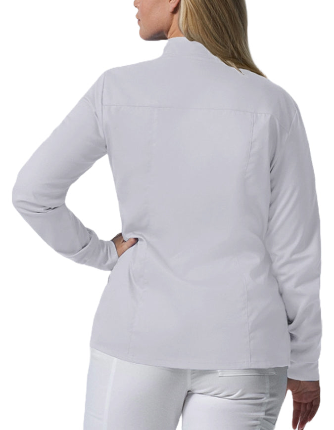 Landau ProFlex Women's Zip Front Mock Neck Scrub Jacket - White