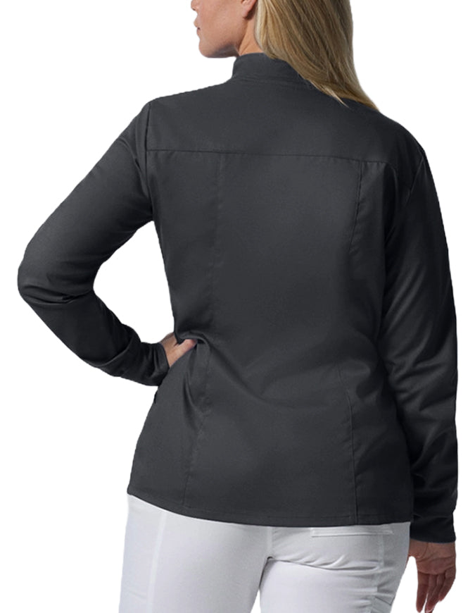 Landau ProFlex Women's Zip Front Mock Neck Scrub Jacket - Graphite