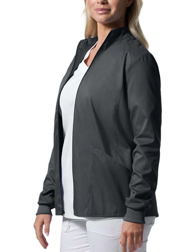 Landau ProFlex Women's Zip Front Mock Neck Scrub Jacket - Graphite