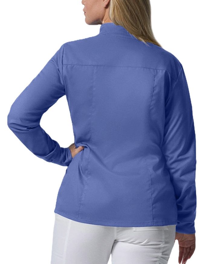 Landau ProFlex Women's Zip Front Mock Neck Scrub Jacket - Ciel Blue