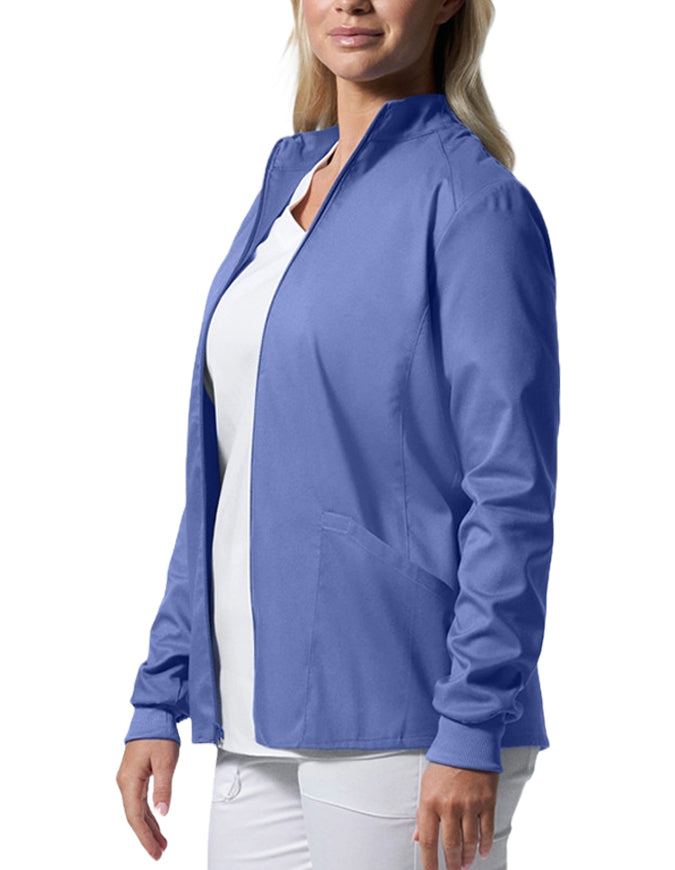 Landau ProFlex Women's Zip Front Mock Neck Scrub Jacket - Ciel Blue