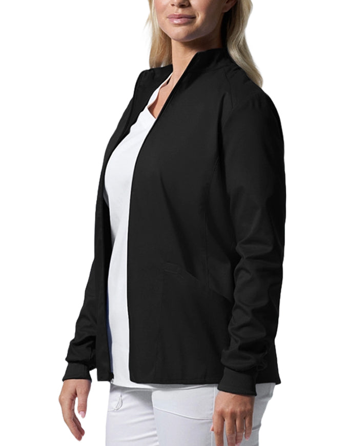 Landau ProFlex Women's Zip Front Mock Neck Scrub Jacket - Black