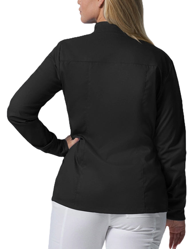 Landau ProFlex Women's Zip Front Mock Neck Scrub Jacket - Black