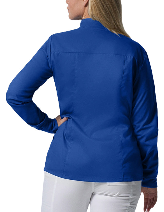 Landau ProFlex Women's Zip Front Mock Neck Scrub Jacket - Royal Blue