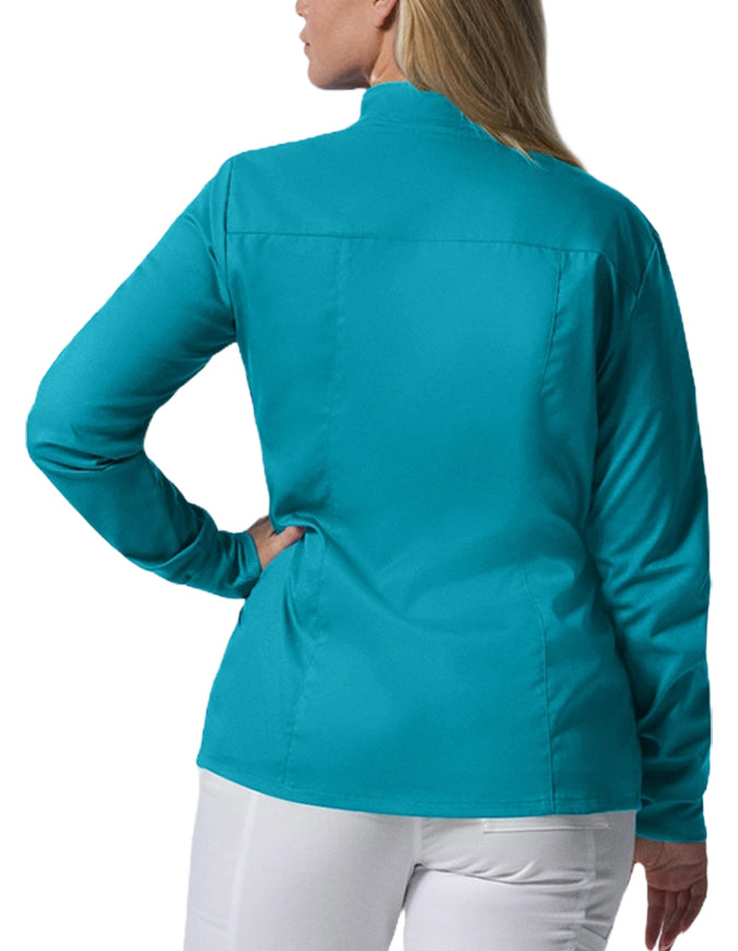 Landau ProFlex Women's Zip Front Mock Neck Scrub Jacket - Teal