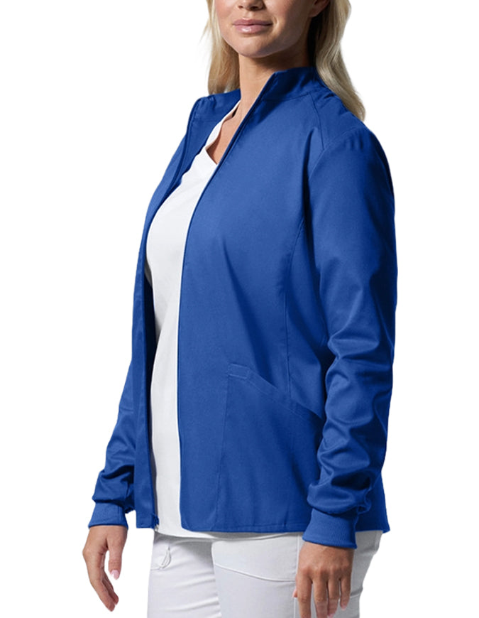 Landau ProFlex Women's Zip Front Mock Neck Scrub Jacket - Royal Blue