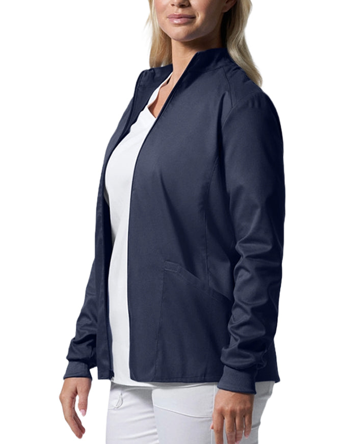 Landau ProFlex Women's Zip Front Mock Neck Scrub Jacket - True Navy