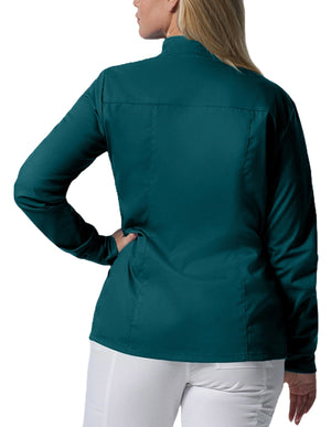 Landau ProFlex Women's Zip Front Mock Neck Scrub Jacket - Caribbean Blue