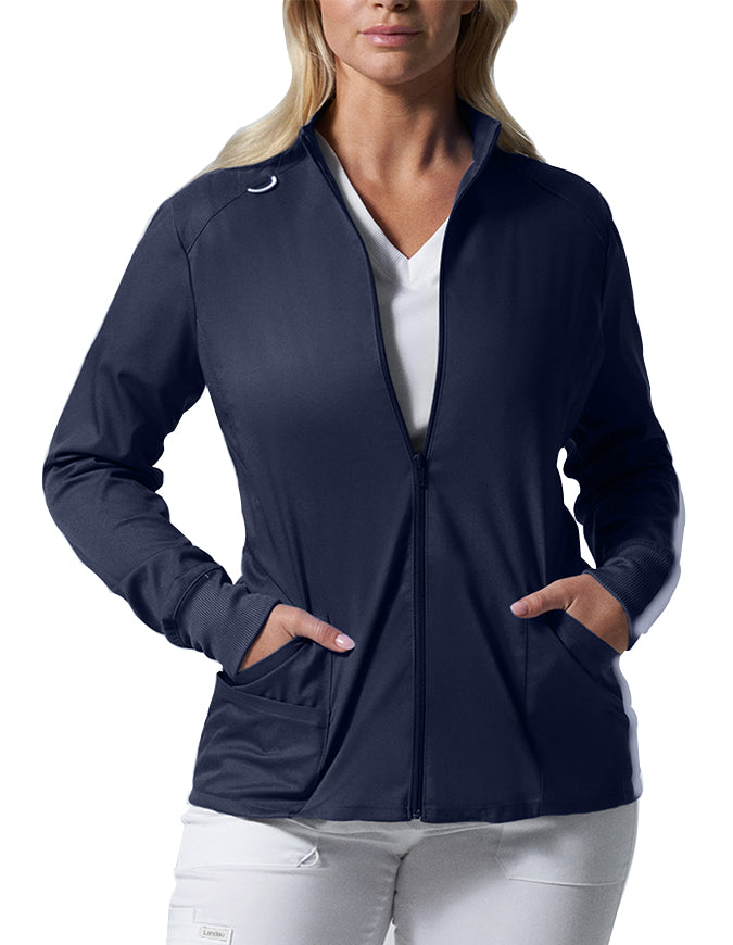 Landau ProFlex Women's Zip Front Mock Neck Scrub Jacket - True Navy