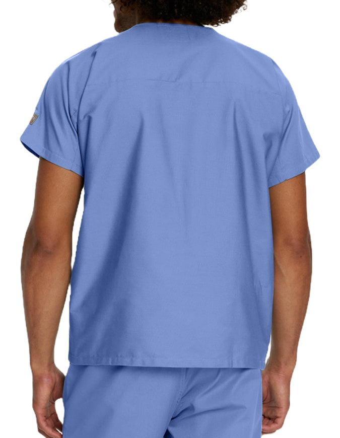 Landau Unisex No Pocket V-Neck Scrub Top Ciel Blue