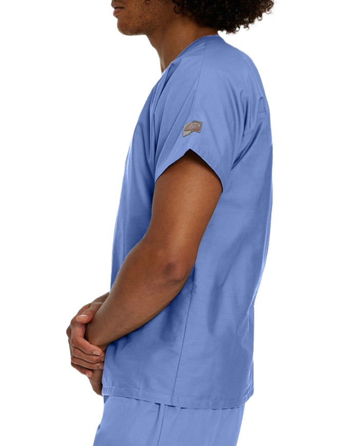 Landau Unisex No Pocket V-Neck Scrub Top Ciel Blue