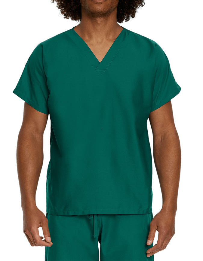 Landau Unisex No Pocket V-Neck Scrub Top Hunter Green