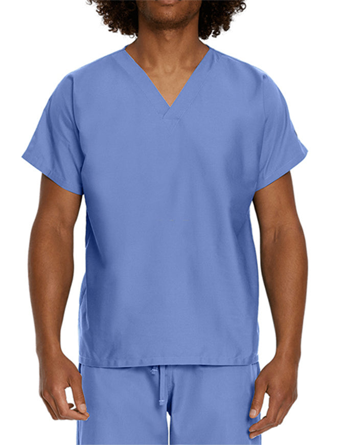 Landau Unisex No Pocket V-Neck Scrub Top Ciel Blue