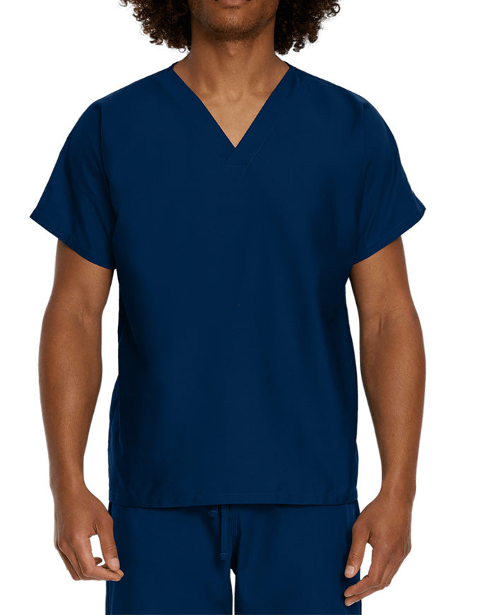 Landau Unisex No Pocket V-Neck Scrub Top Navy