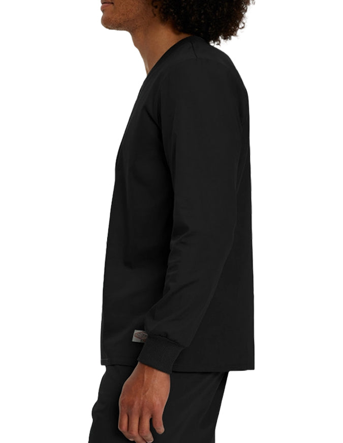 Landau Unisex No Pocket V-Neck Long Sleeve Scrub Top - Black