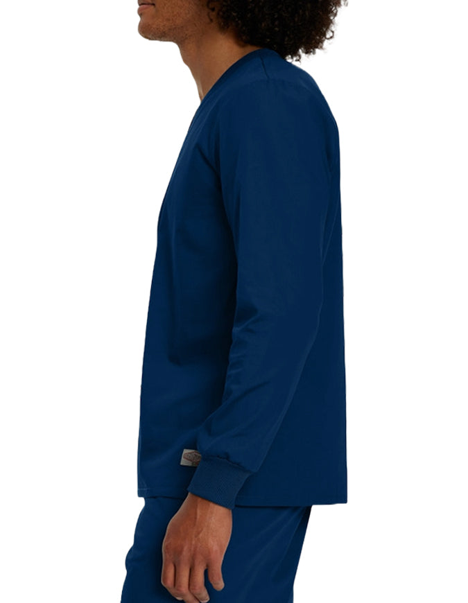 Landau Unisex No Pocket V-Neck Long Sleeve Scrub Top - Navy Blue