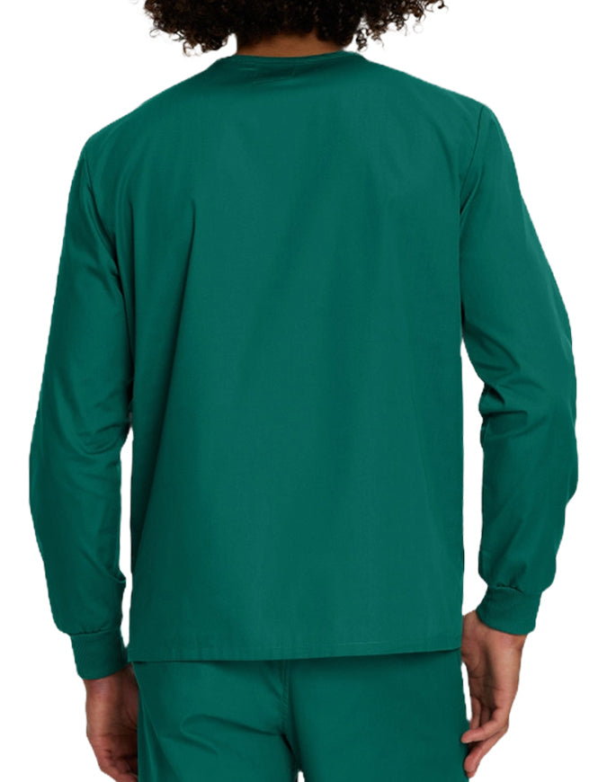 Landau Unisex No Pocket V-Neck Long Sleeve Scrub Top - Hunter Green