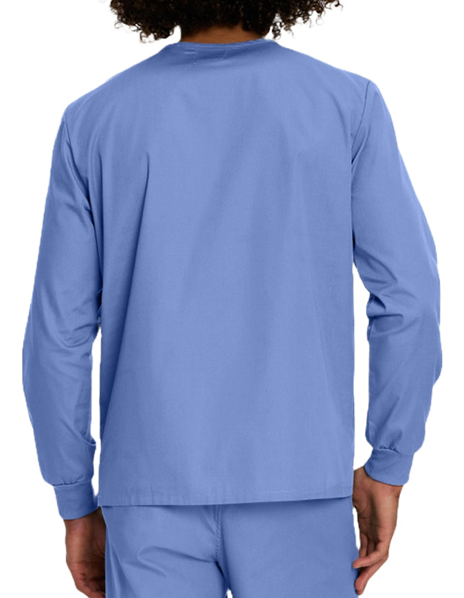 Landau Unisex No Pocket V-Neck Long Sleeve Scrub Top - Ceil Blue