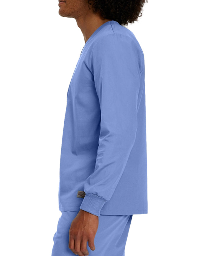 Landau Unisex No Pocket V-Neck Long Sleeve Scrub Top - Ceil Blue