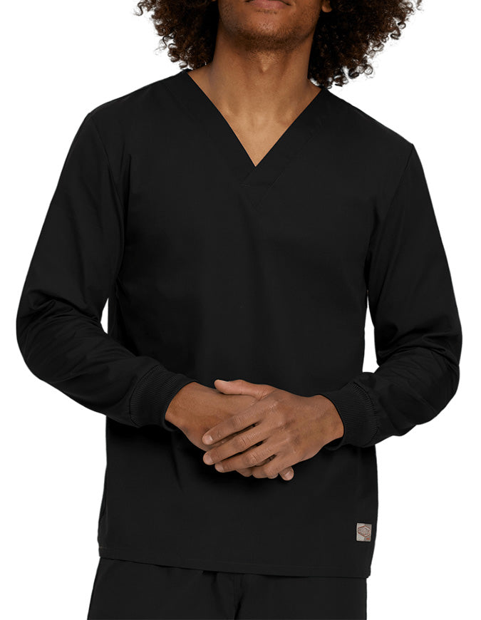 Landau Unisex No Pocket V-Neck Long Sleeve Scrub Top - Black