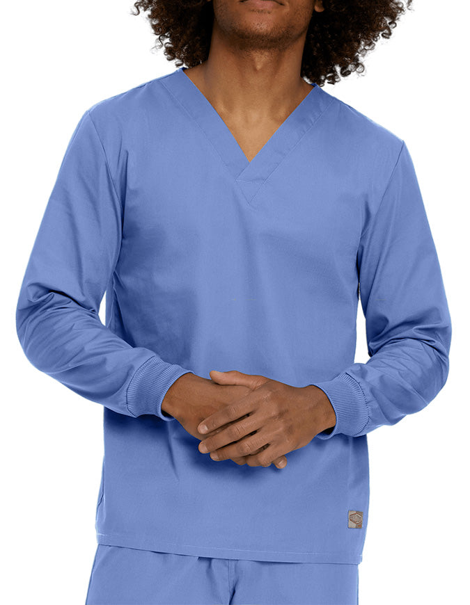 Landau Unisex No Pocket V-Neck Long Sleeve Scrub Top - Ceil Blue