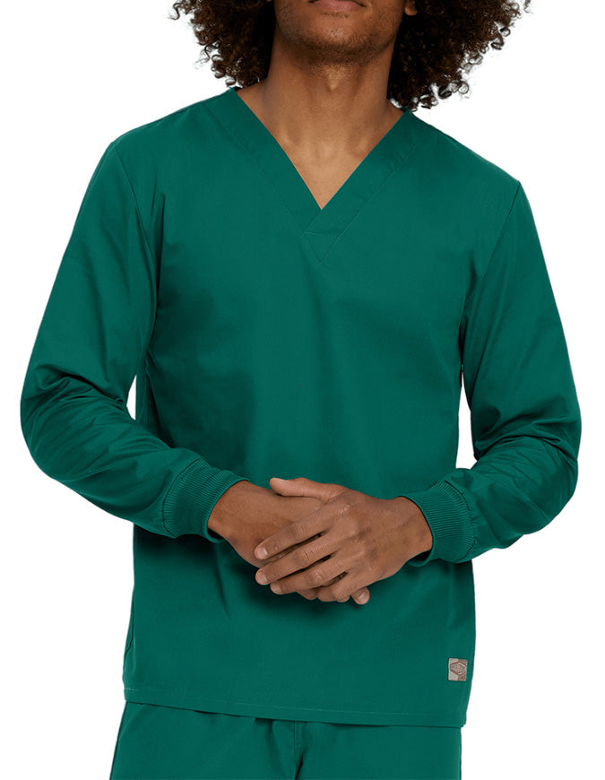 Landau Unisex No Pocket V-Neck Long Sleeve Scrub Top - Hunter Green