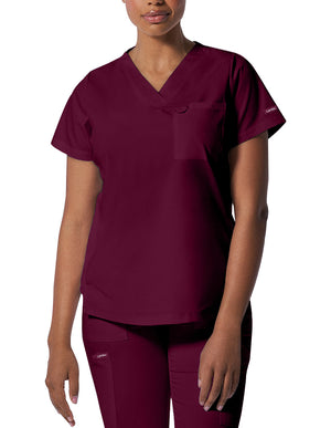 Landau ProFlex Women's 2 Pocket V-Neck Scrub Top Wine