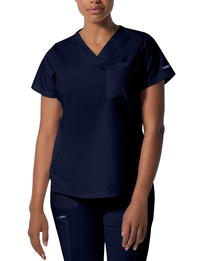 Landau ProFlex Women's 2 Pocket V-Neck Scrub Top True Navy