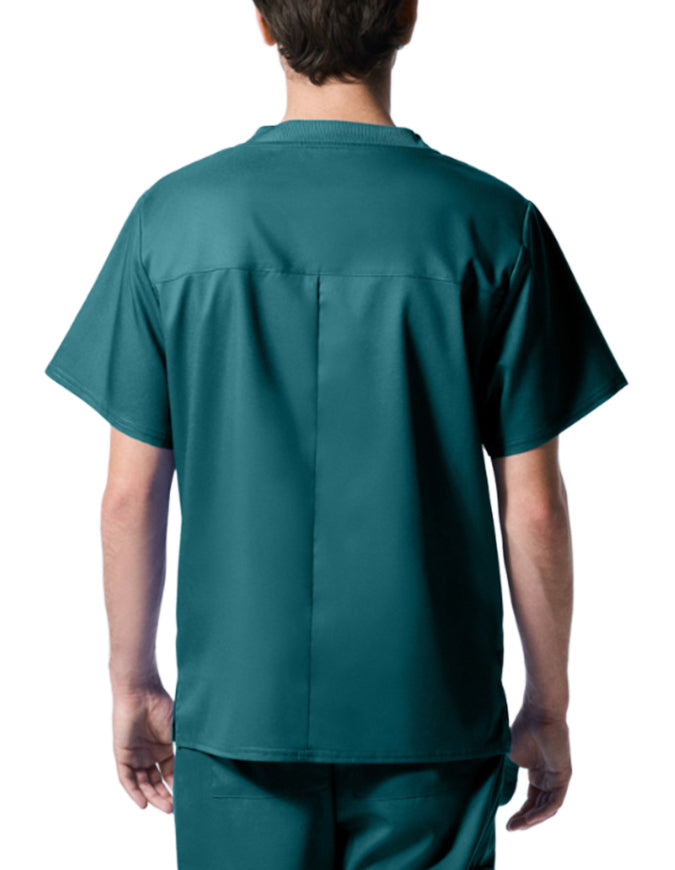 Landau ProFlex Men's 2 Pocket V-Neck Scrub Top - Caribbean Blue