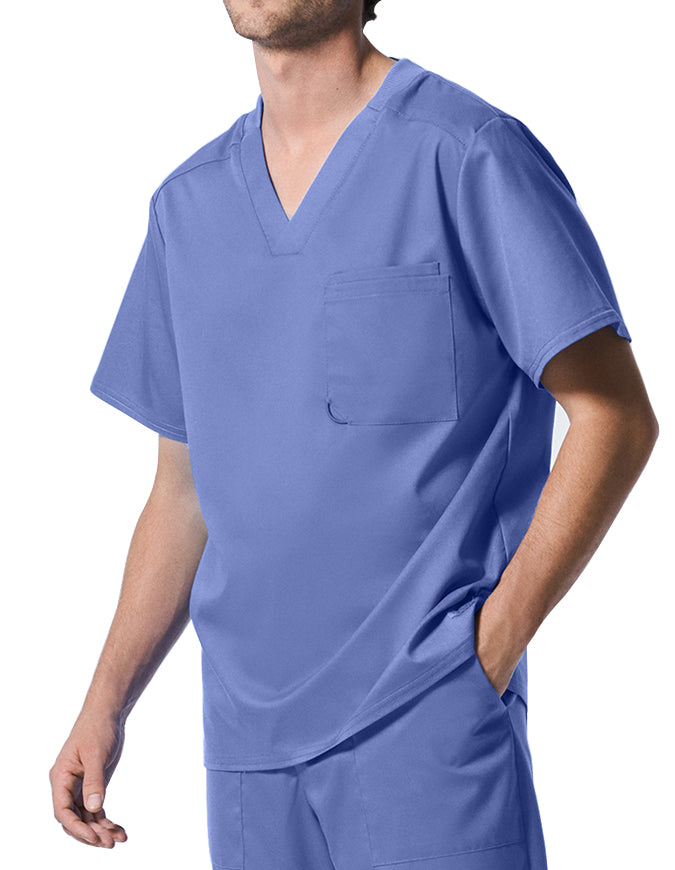 Landau ProFlex Men's 2 Pocket V-Neck Scrub Top - Ciel 