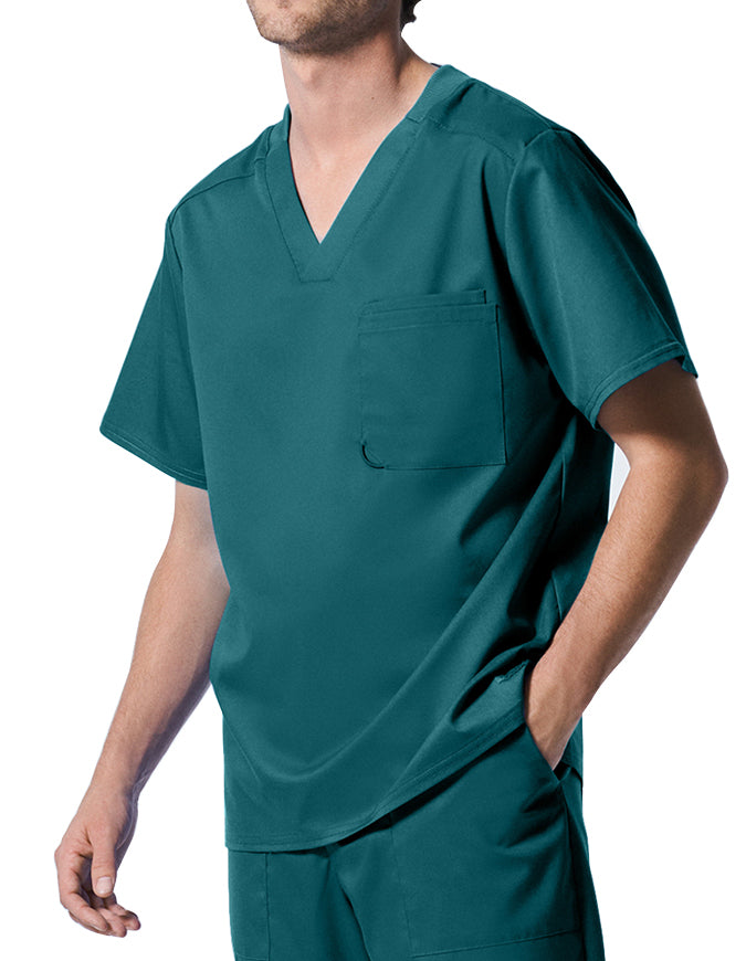 Landau ProFlex Men's 2 Pocket V-Neck Scrub Top - Caribbean Blue