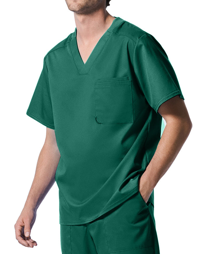 Landau ProFlex Men's 2 Pocket V-Neck Scrub Top - Hunter Green