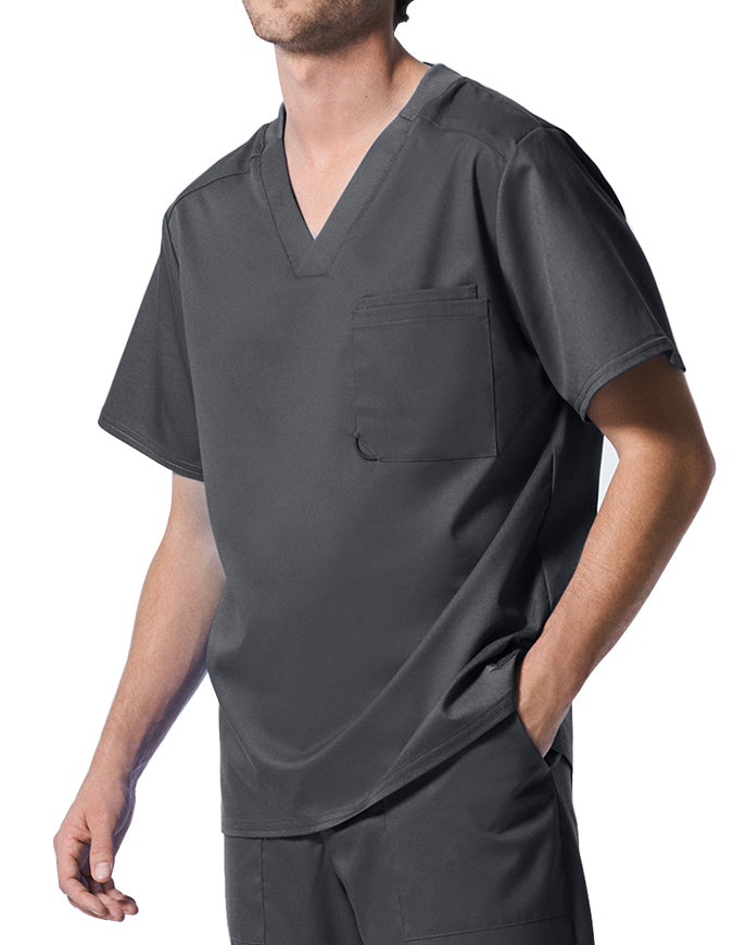 Landau ProFlex Men's 2 Pocket V-Neck Scrub Top - Pewter