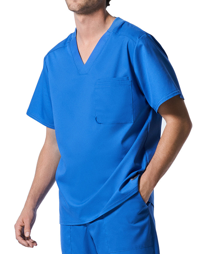 Landau ProFlex Men's 2 Pocket V-Neck Scrub Top - Royal