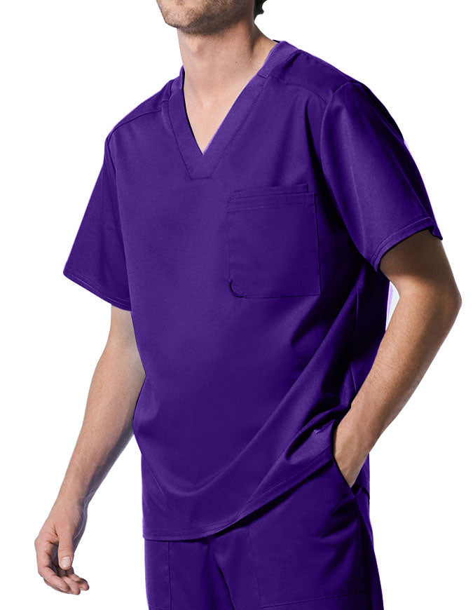 Landau ProFlex Men's 2 Pocket V-Neck Scrub Top - Grape