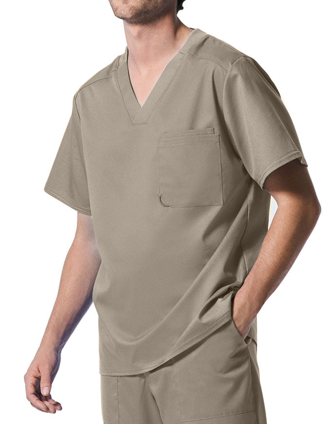 Landau ProFlex Men's 2 Pocket V-Neck Scrub Top - Sandstone