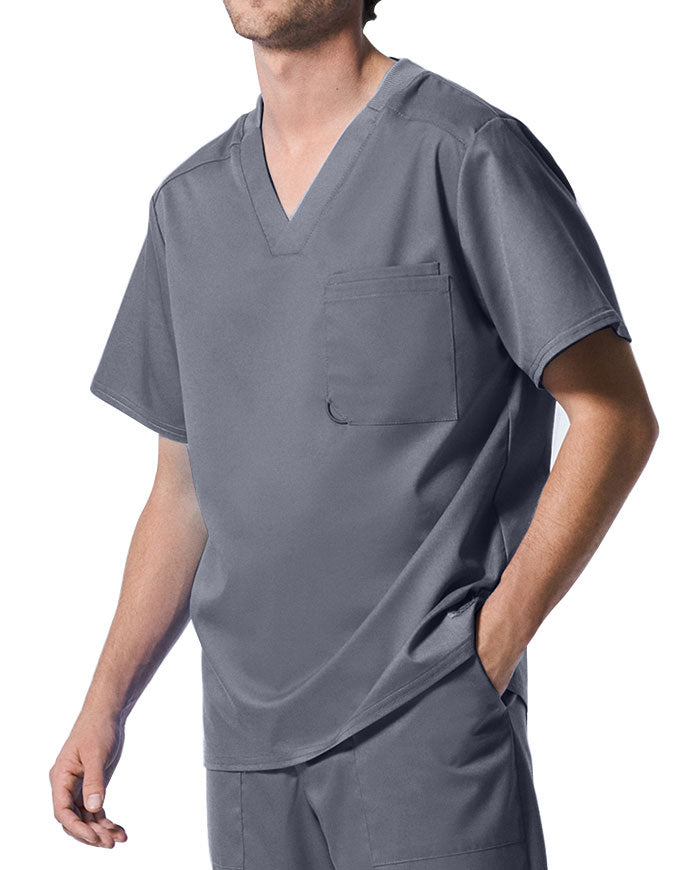 Landau ProFlex Men's 2 Pocket V-Neck Scrub Top - Steel