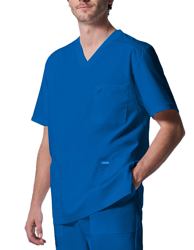 Landau ProFlex Men's 4 Pocket V-Neck Scrub Top - Royal Blue