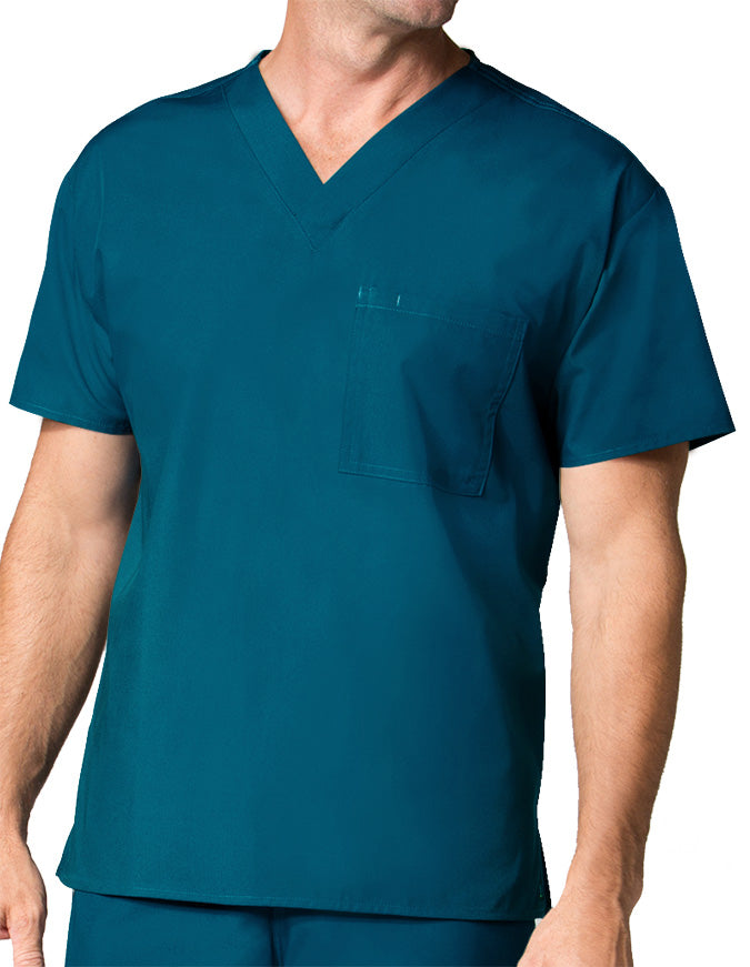 Maevn 28.75 Inch Core Unisex V-Neck Nursing Scrub Top Caribbean Blue