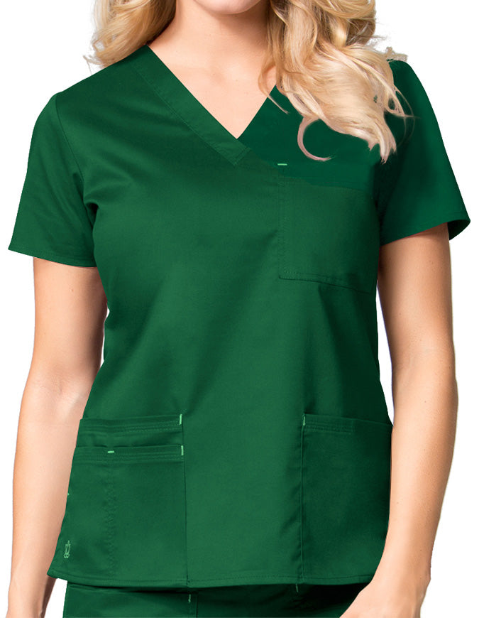 Maevn 26.5 Inch Blossom Women's V-Neck Fashion Scrub Top Hunter