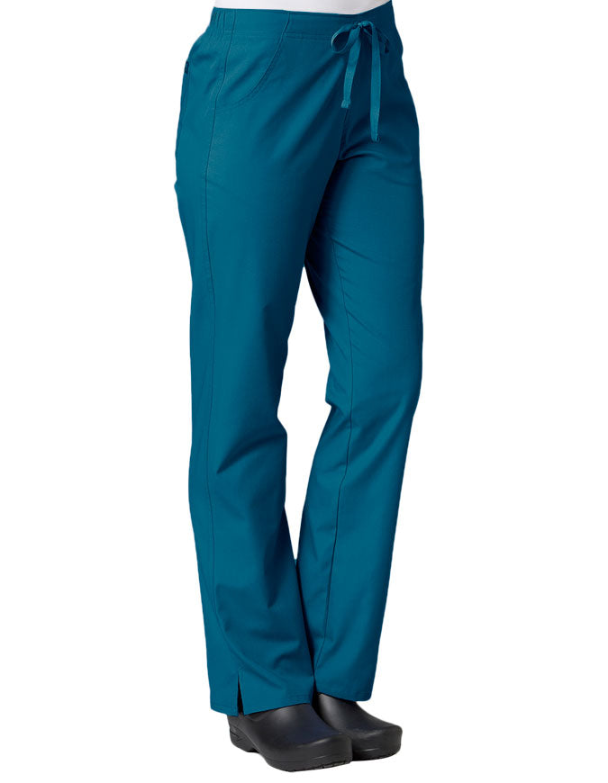 Maevn 30.5 Inch Women's Half Elastic Waist Straight Leg Pant - Caribbean Blue