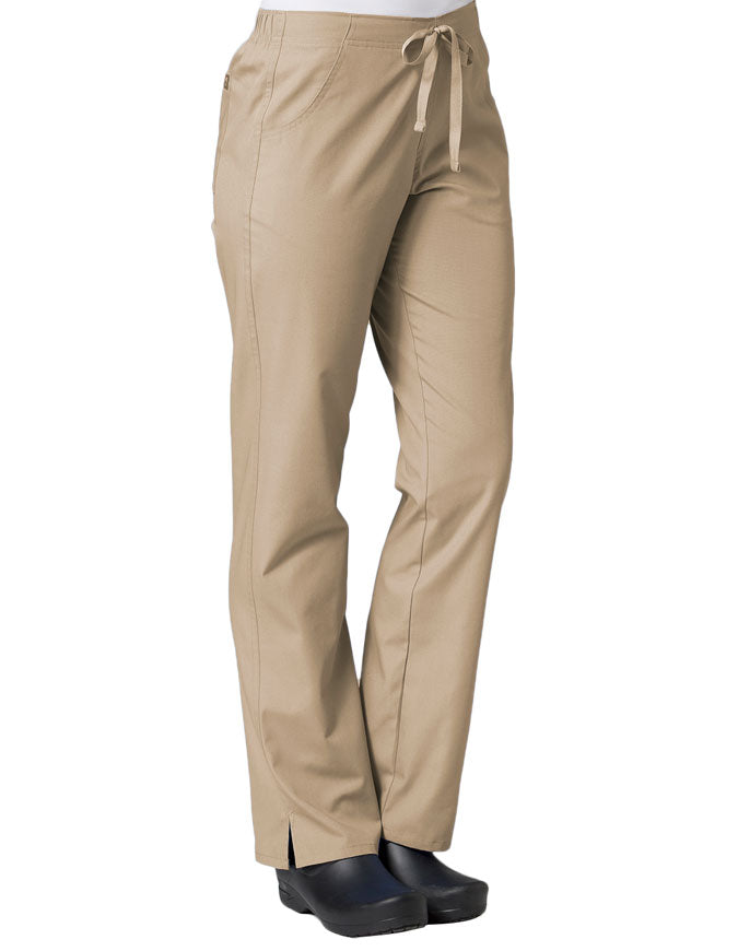 Maevn 30.5 Inch Women's Half Elastic Waist Straight Leg Pant - Khaki