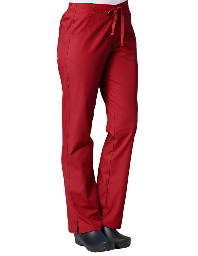 Maevn 30.5 Inch Women's Half Elastic Waist Straight Leg Pant - Red