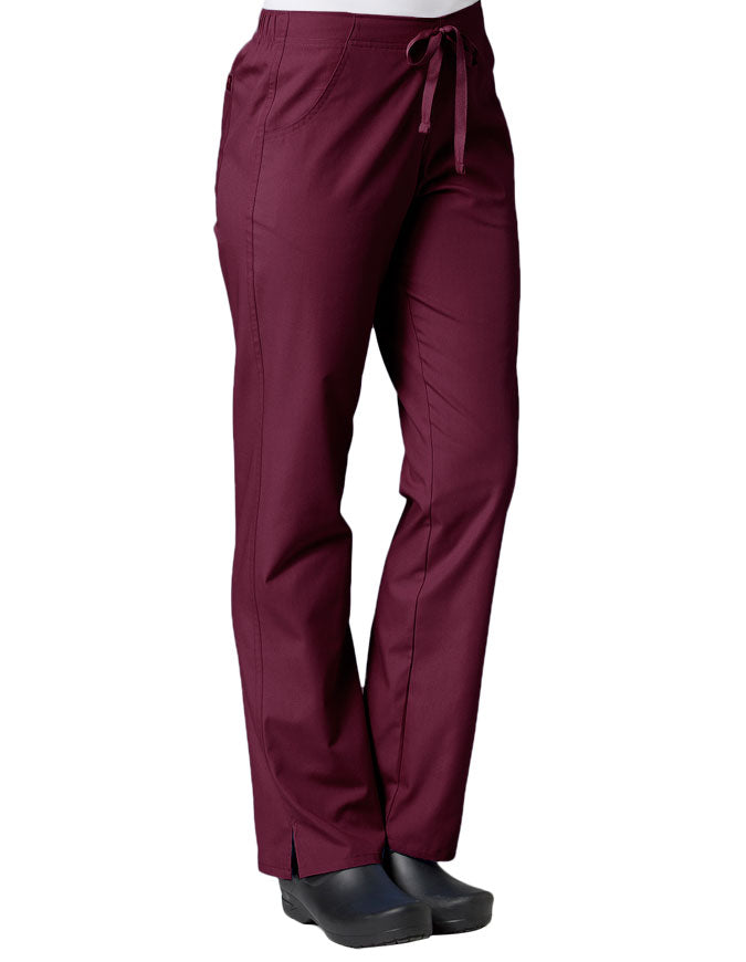 Maevn 30.5 Inch Women's Half Elastic Waist Straight Leg Pant - Wine